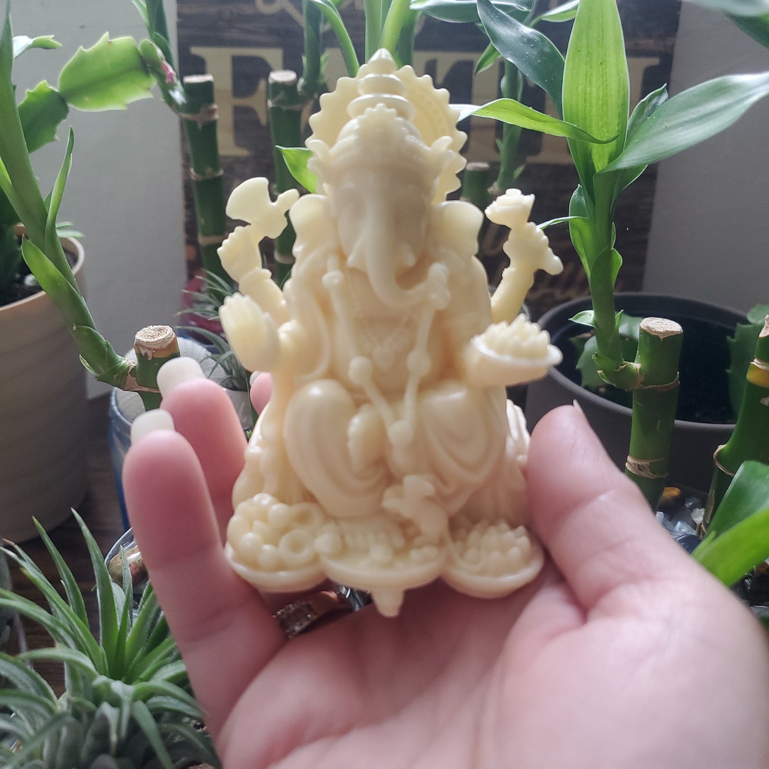Ivory Nut / Tagua Nut Ganesha God/ elephant God religious statue /Figurine - Healing Plants Miami