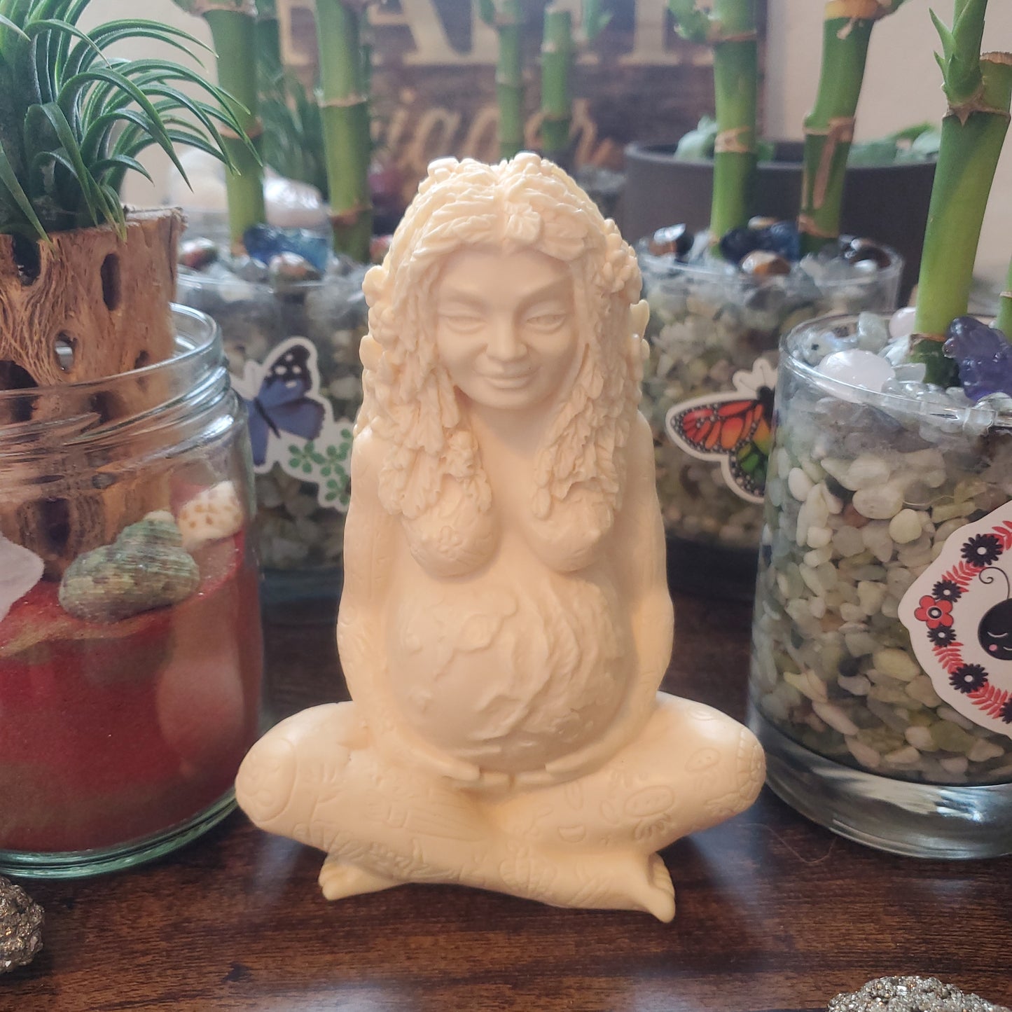 Ivory Nut / Tagua Nut Gaia / Mother Earth Goddess Statue/Tagua Statue - Healing Plants Miami