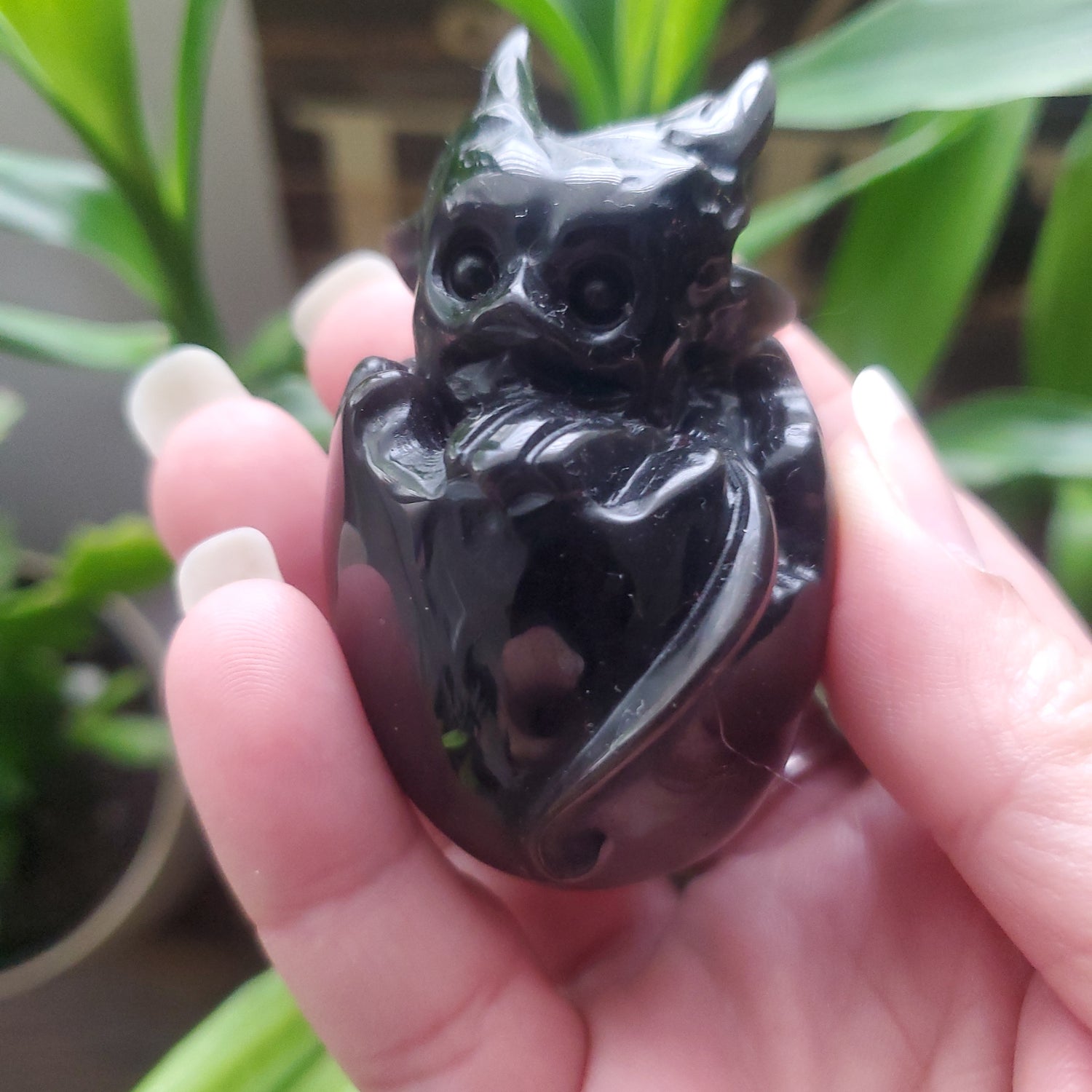 Obsidian Crystal Baby Dragon /Mother of Dragons figurines/Obsidian Dragon/Crystal Shop - Healing Plants Miami