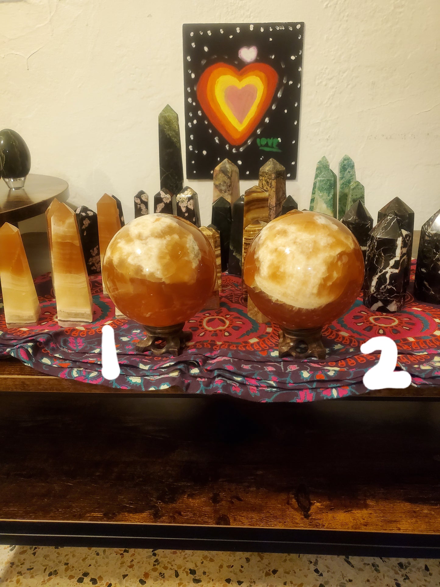 Honey Calcite Crystal Sphere/ 3 Pound Spheres (with stand)/Honey Calcite Crystal - Healing Plants Miami