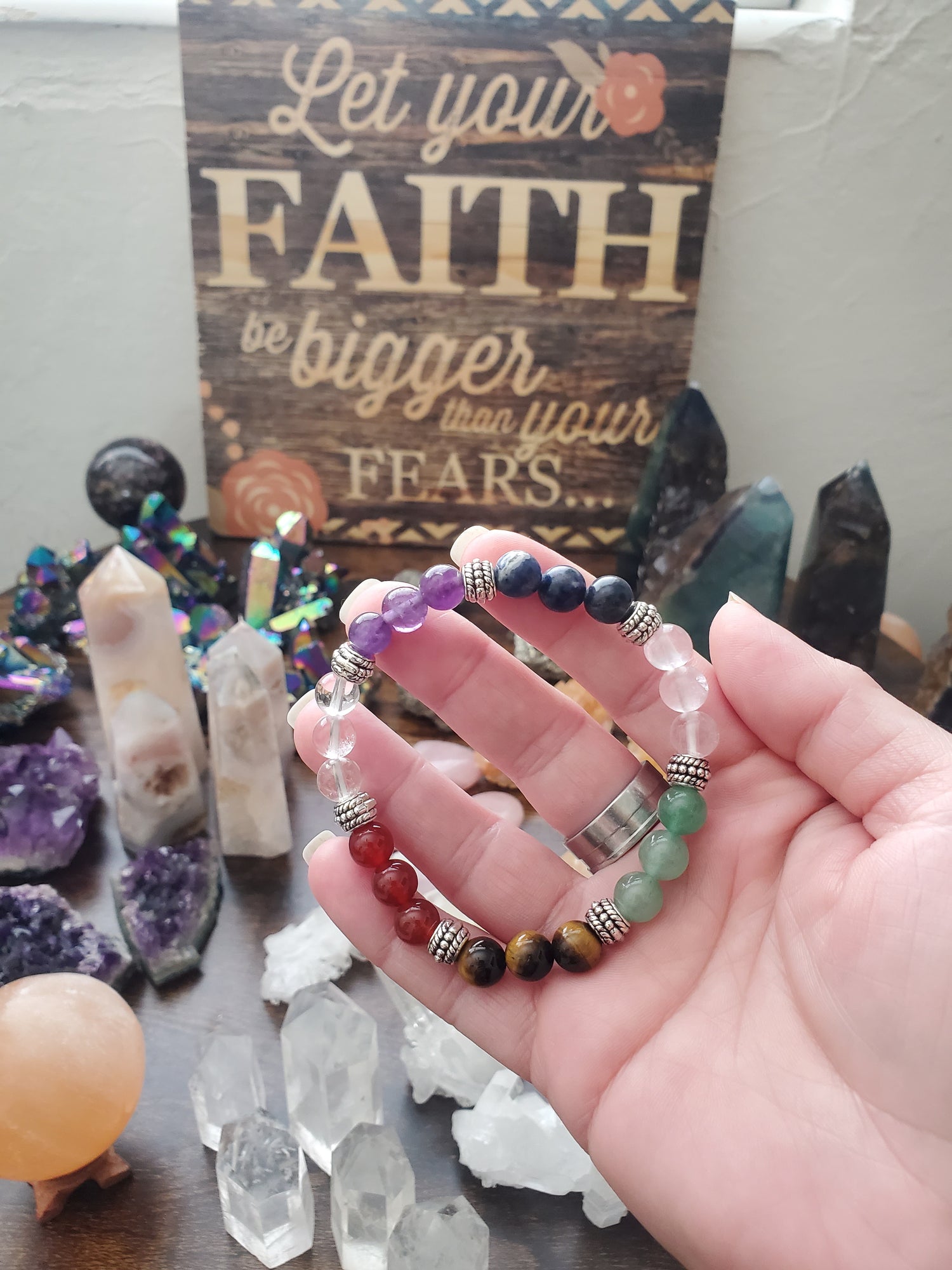 Seven 7 Chakra Bracelets / Crystal Jewelry/Stone Bracelet - Healing Plants Miami