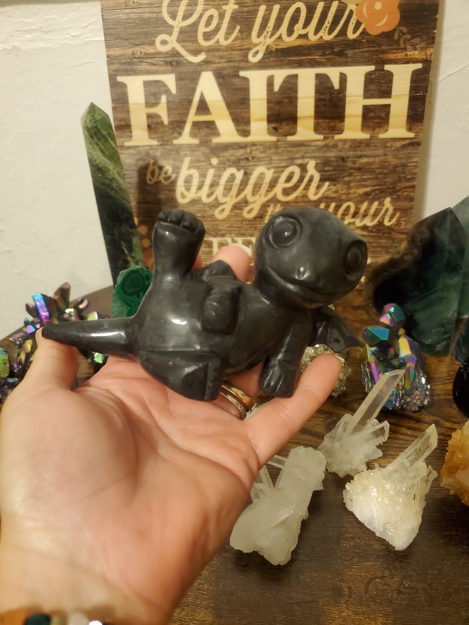 Black Jade Crystal Baby Dragon figurine/ Mother of Dragons Statue/Dragon Statue - Healing Plants Miami