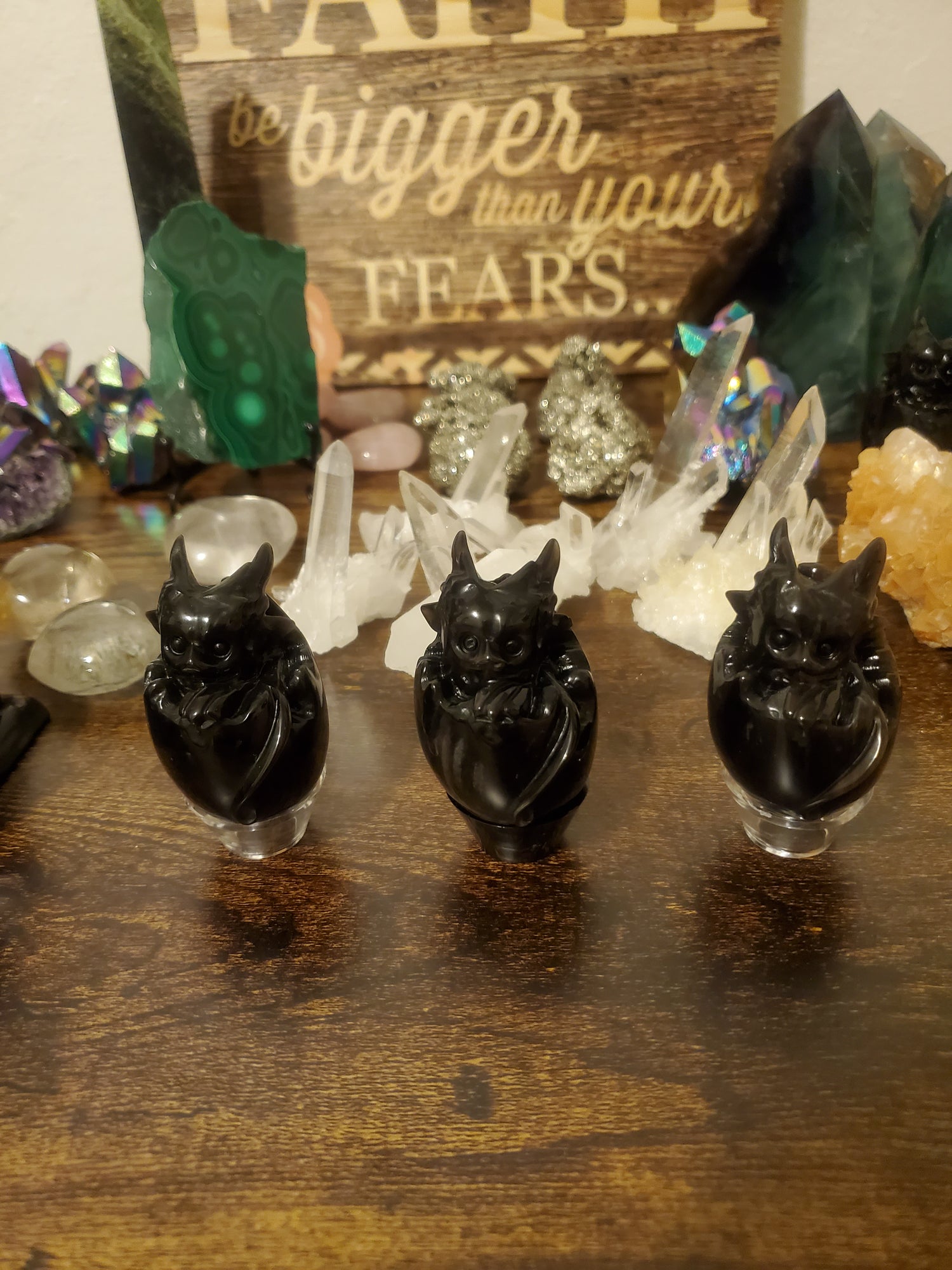 Obsidian Crystal Baby Dragon /Mother of Dragons figurines/Obsidian Dragon/Crystal Shop - Healing Plants Miami