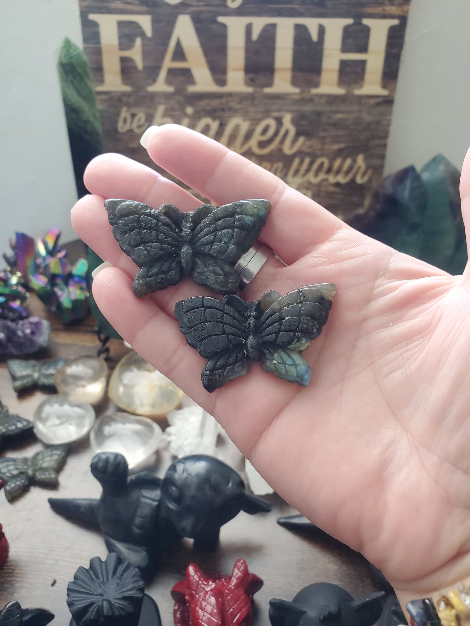 Labradorite Crystal Butterflies/Labradorite Crystal/Labradorite Carving - Healing Plants Miami