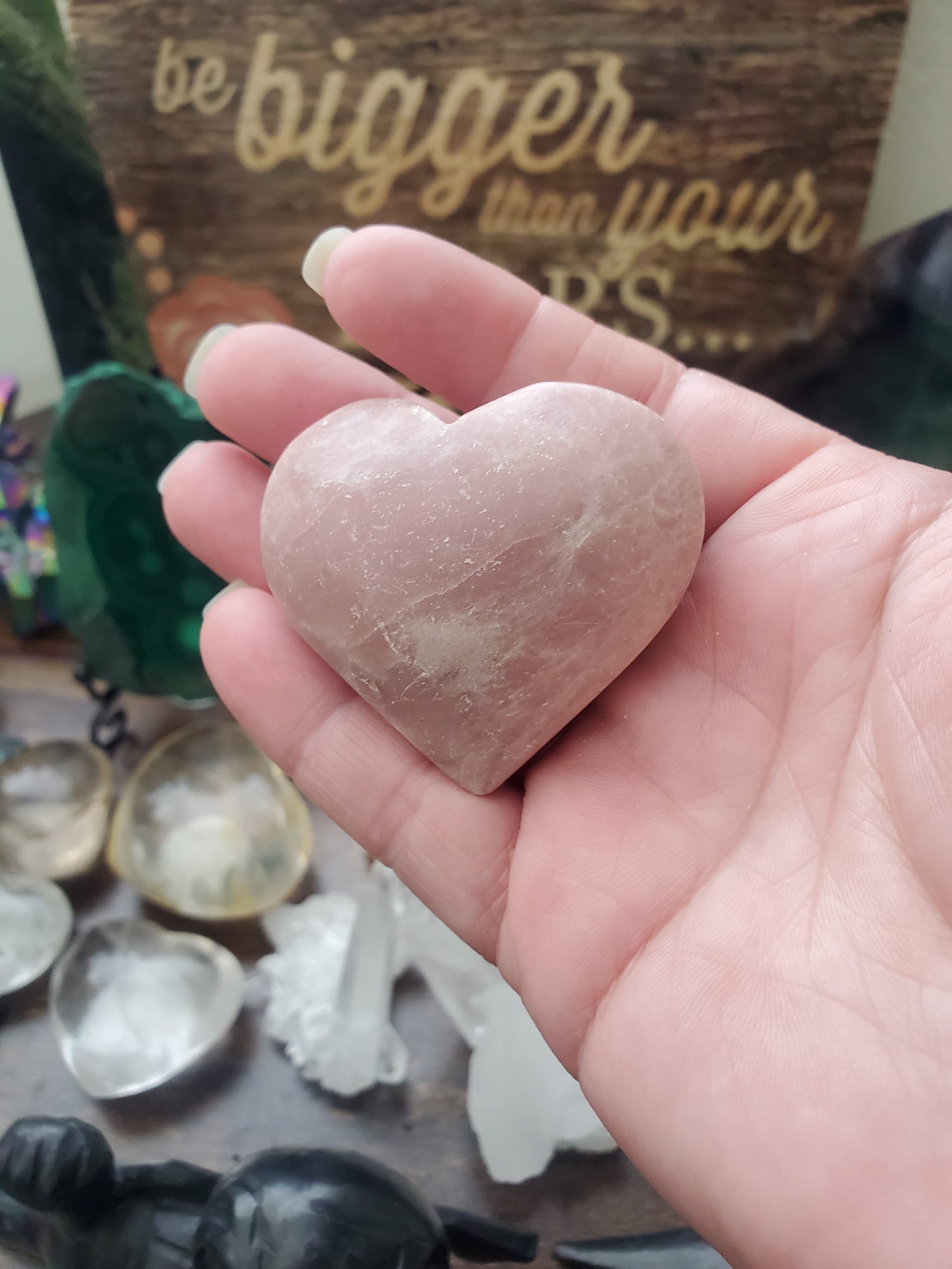 Pink Opal Crystal / Peruvian Pink Opal/Stone Hearts/Crystal Heart - Healing Plants Miami