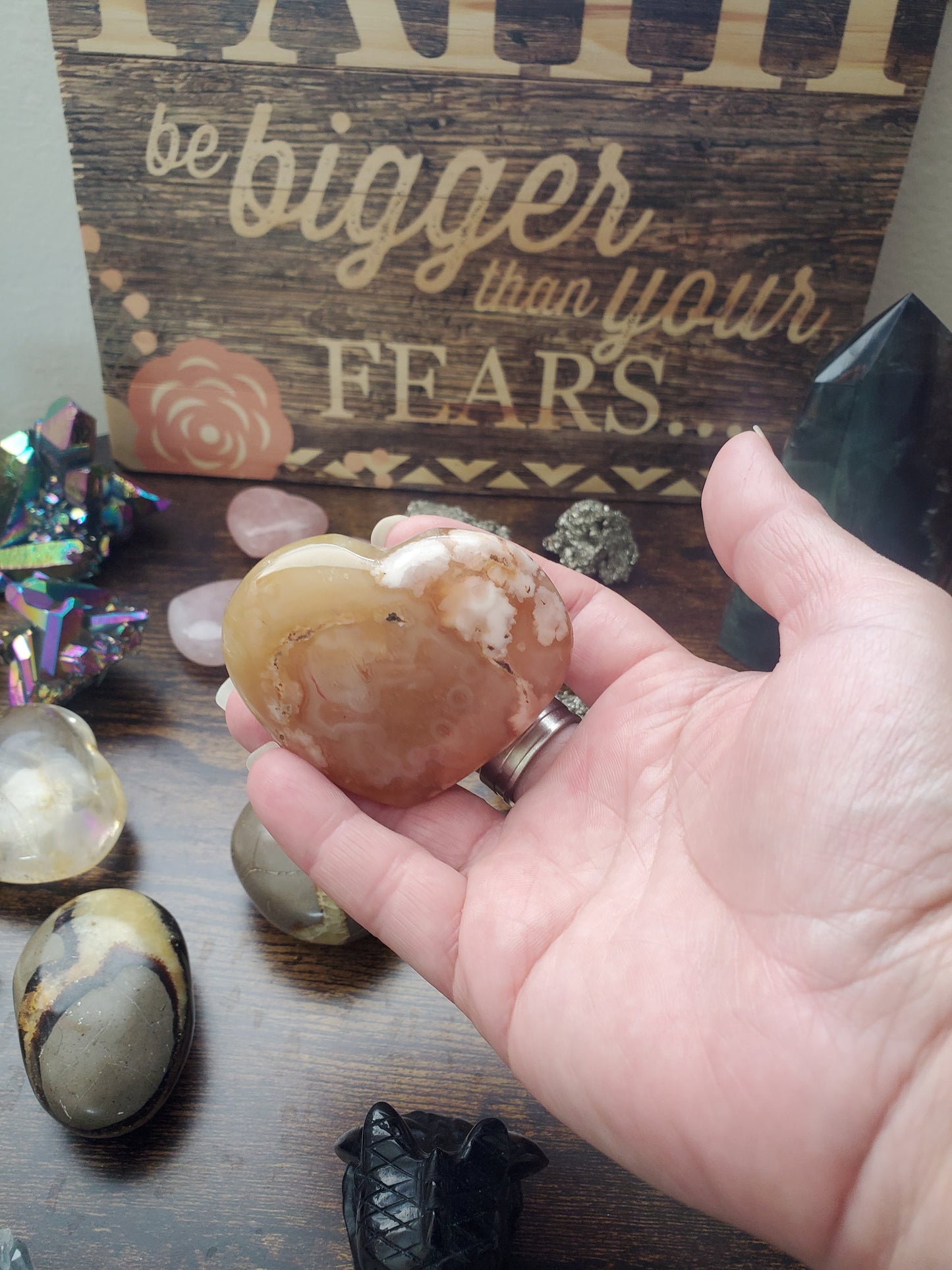 Flower Agate Crystal Hearts/Agate Crystal - Healing Plants Miami