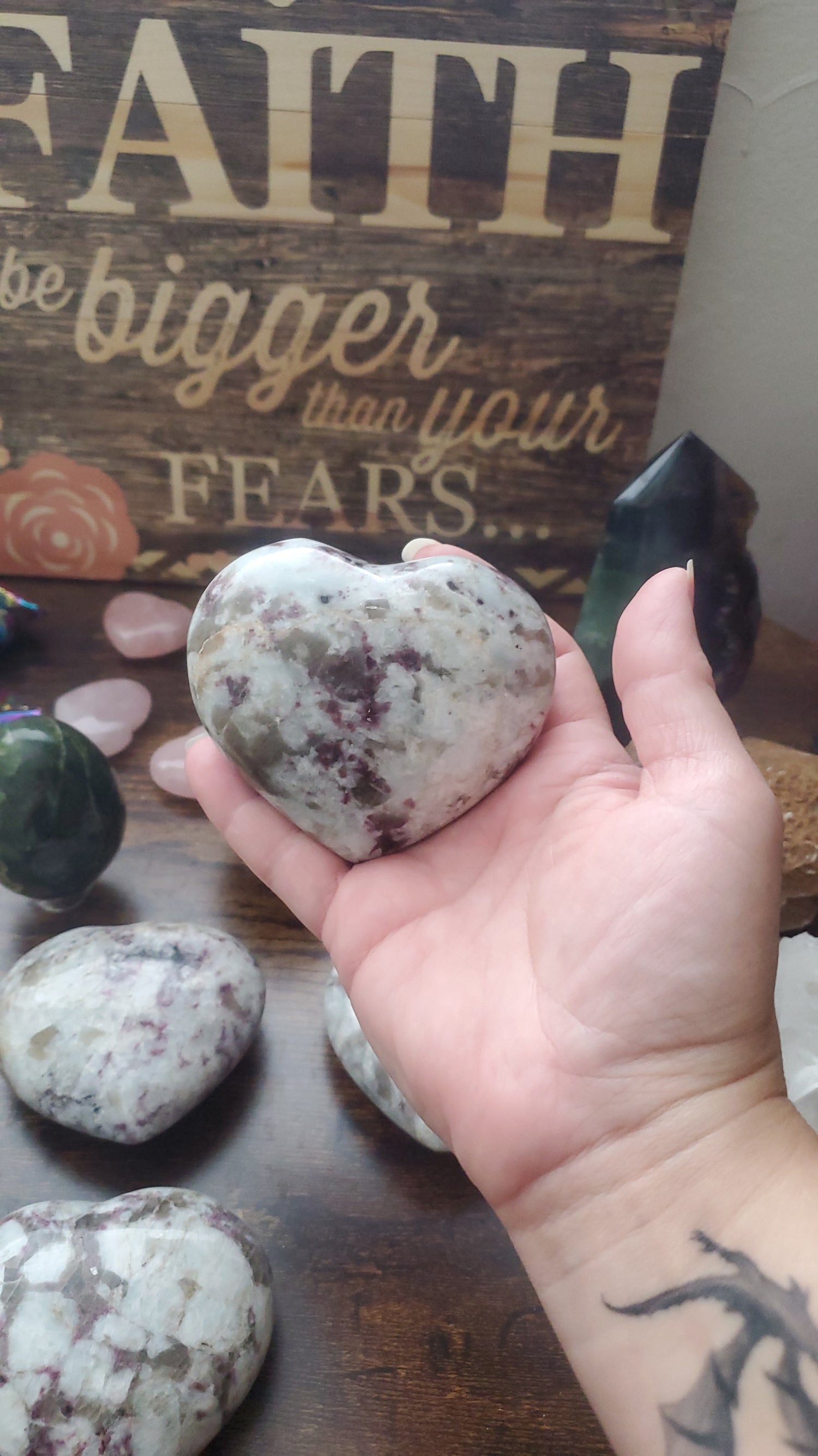 Plum Tourmaline Crystal Heart / Peach Tourmaline Stone Hearts/Tourmaline Crystal - Healing Plants Miami