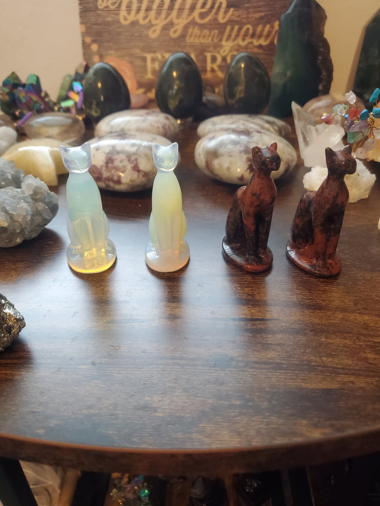 Crystal Egyptian Cat figurine Tigers eye & Opal Egyptian Cat Figurines / Crystal Statues - Healing Plants Miami