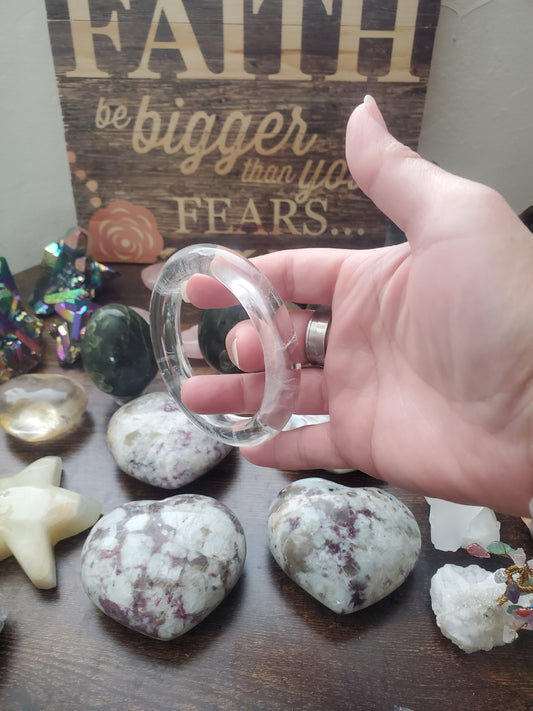 Clear Quartz Crystal Bangle / Bracelet Jewelry size 62mm & 65mm/Crystal Jewelry - Healing Plants Miami
