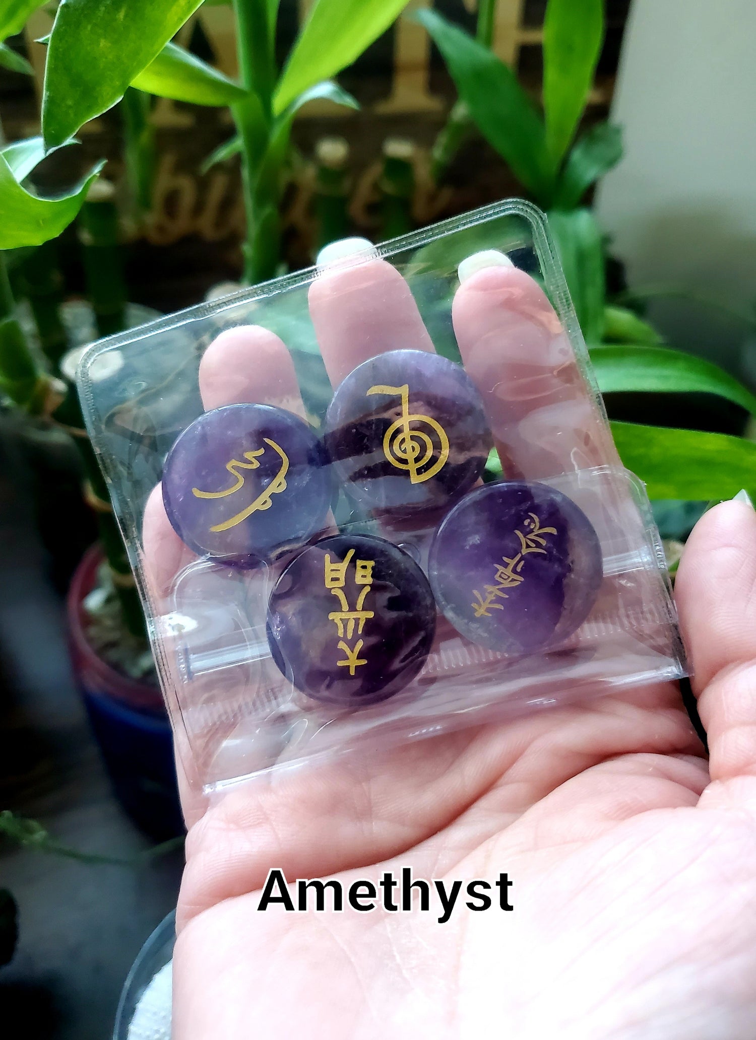 Reiki Charged Crystals with Symbols/ Amethyst/Carnelian/Lapis Lazuli/Crystal Shop/Reiki Shop - Healing Plants Miami