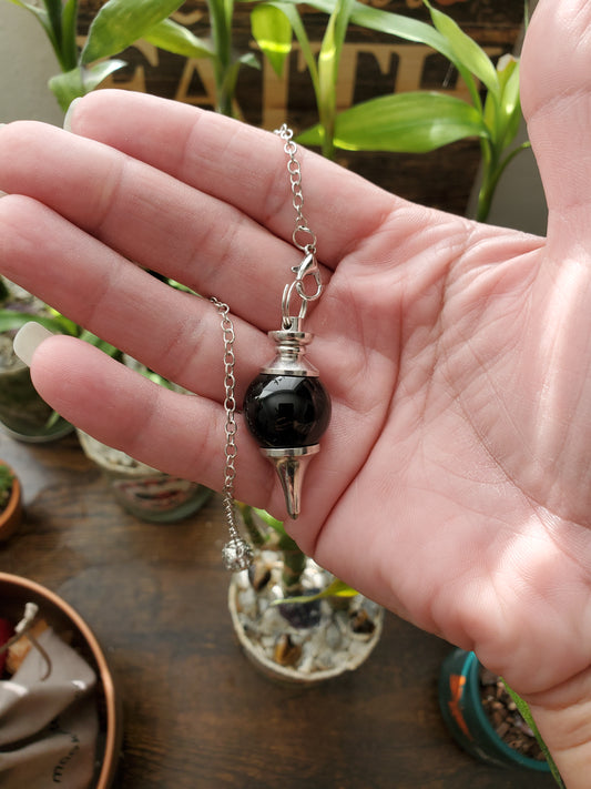 Sphere Pendulums, Obsidian,  Lapis Lazuli,  Clear quartz- Metaphysical gifts
